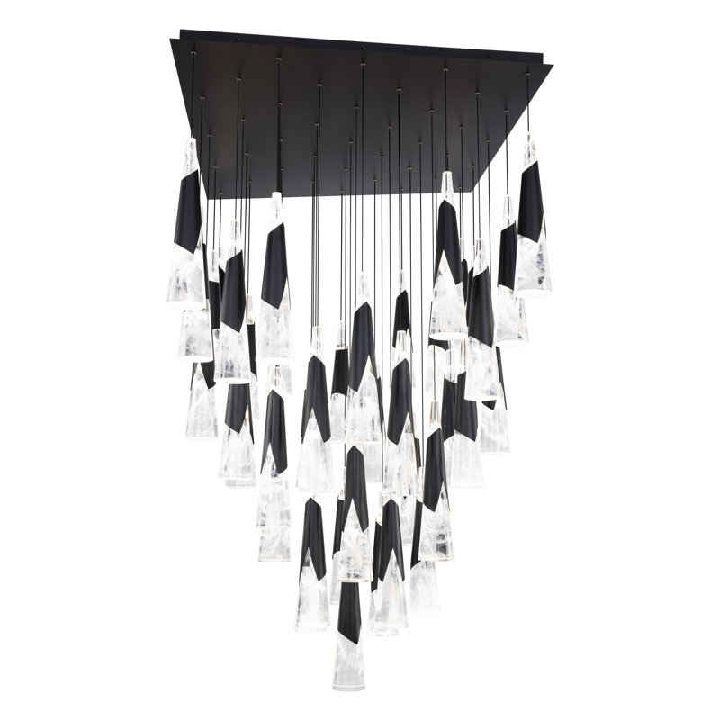 Kilt - Light LED Cluster Pendant, Black, 16" H x 28" W x 28" D, 25
