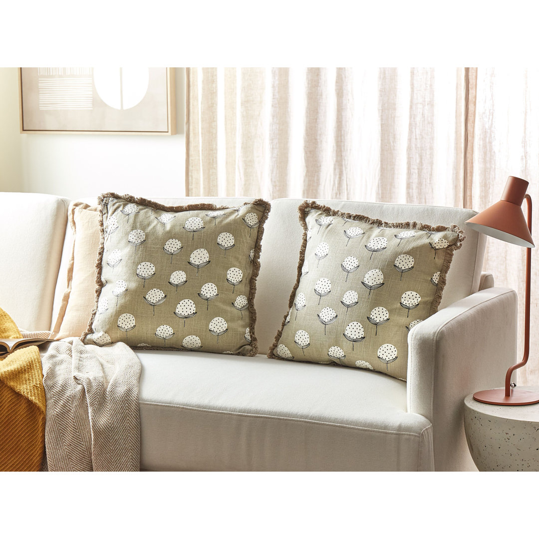 Ellsbury Floral Beige Square Throw Cushion mit Füllung