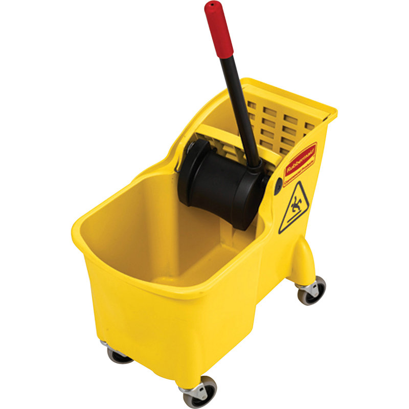 Compact 31-Quart Yellow Polypropylene Mop Bucket with Metal Handle