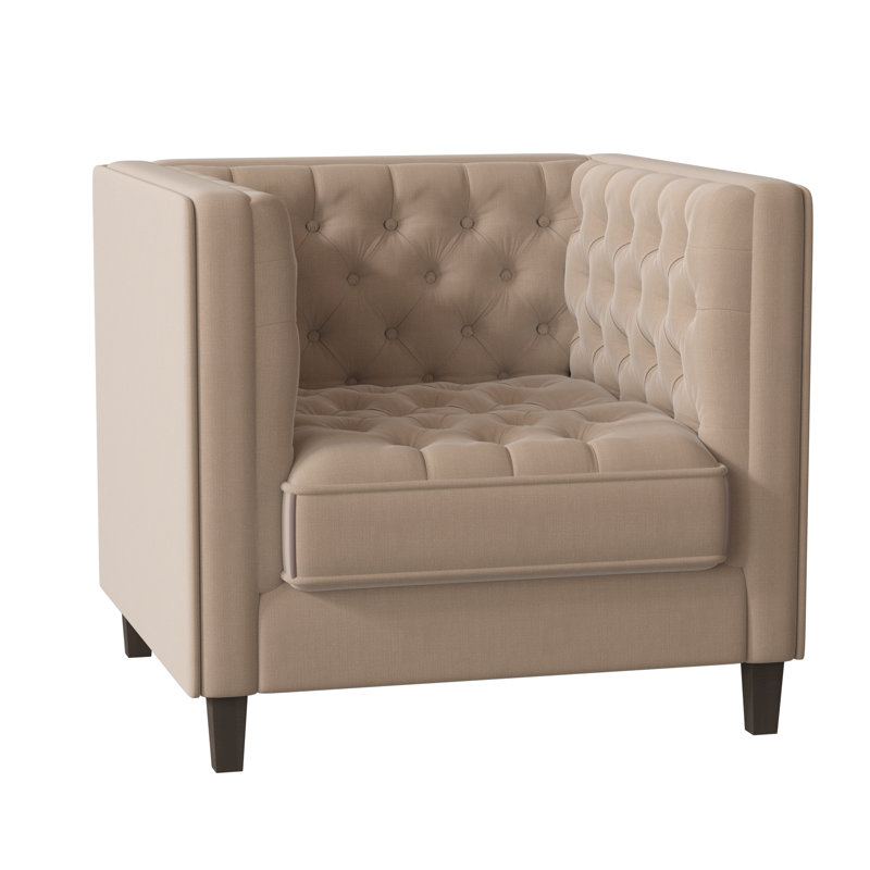Jess Upholstered Armchair, Sachi Mouse, Brown Mahogany