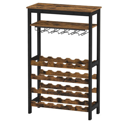 Emeraude Wine Bottle & Glass Rack Rustic Brown