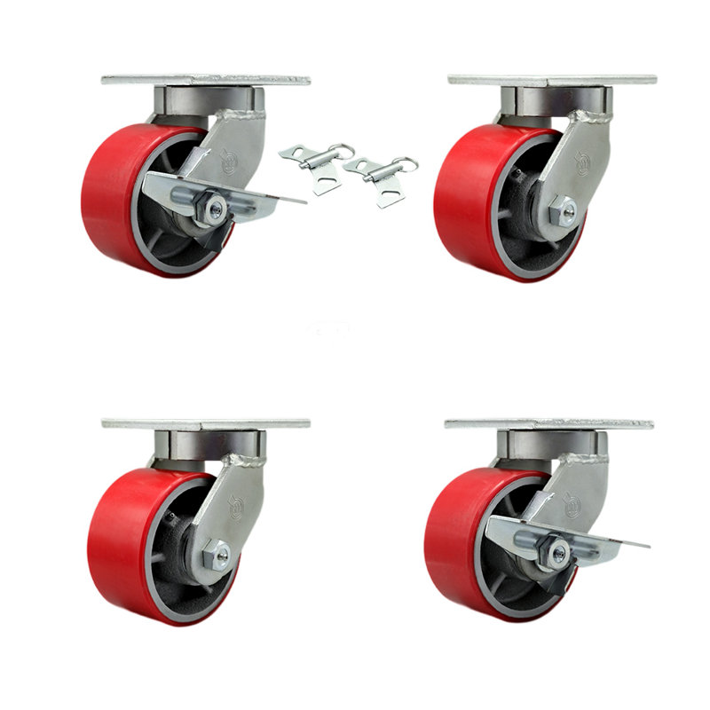 Ensemble de roulettes robustes en poly 4 pièces 4 pièces, Rouge