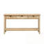 Console en bois avec 3 tiroirs et pieds robustes