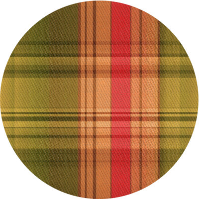 Tapis orange en laine à carreaux