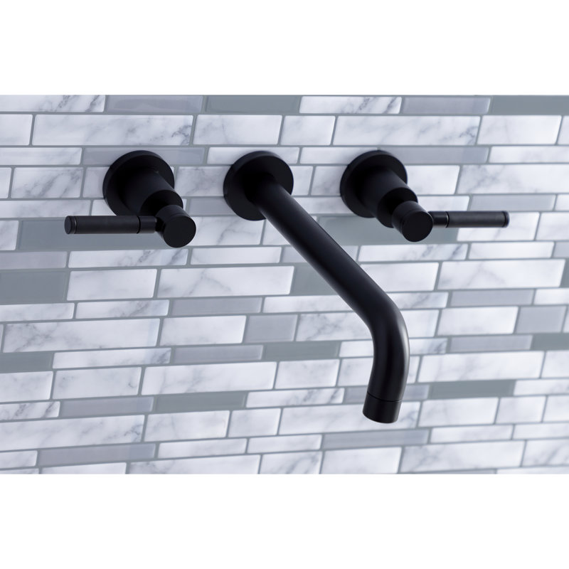 Kingston Brass Kaiser Two-Handle 3-Hole Wall Mount Roman Tub Faucet, Matte Black
