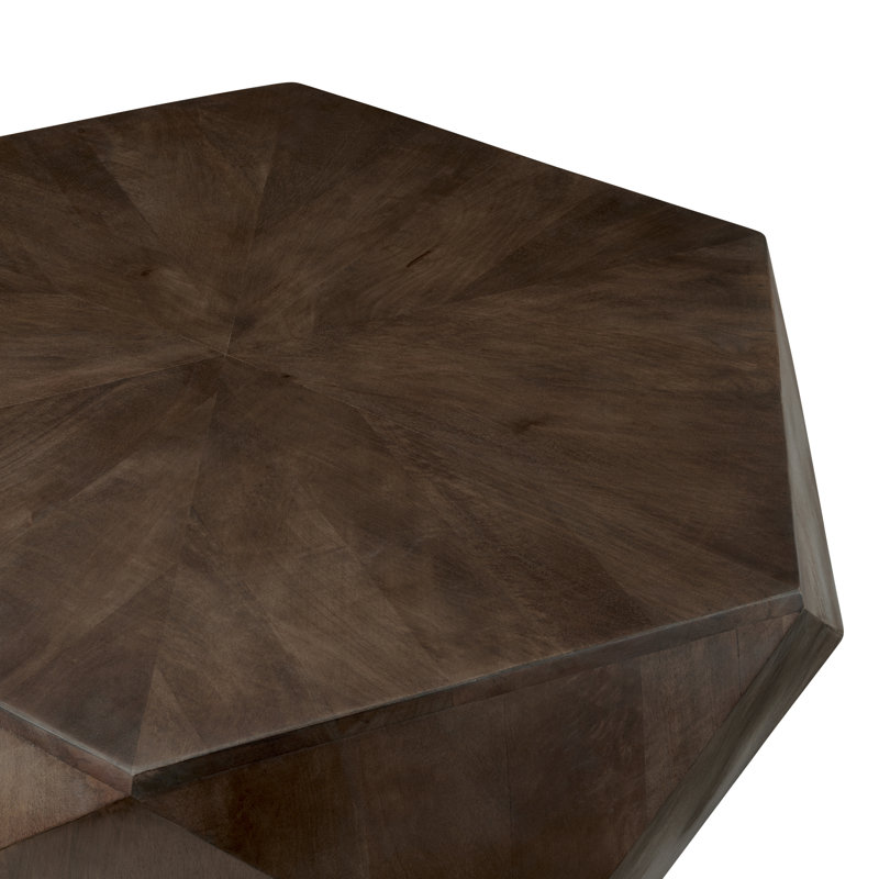 Brown Solid Wood Hexagonal Cocktail_Coffee Table