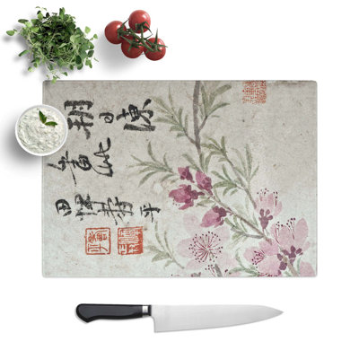 Tempered Glass Cherry Blossoms Chopping Board