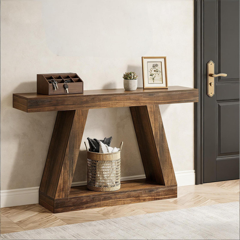 Table de canapé, console, table d'appoint à deux niveaux Vintage