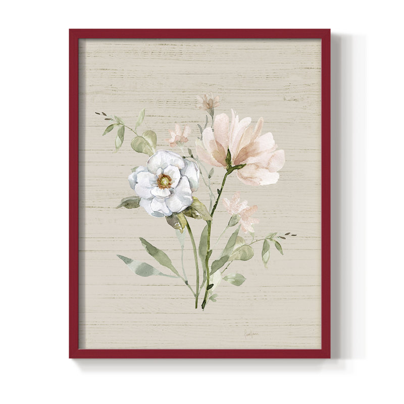 Organic Botanical II, reproduction encadrée - bois massif, H 11 po x l 9 po, Rouge