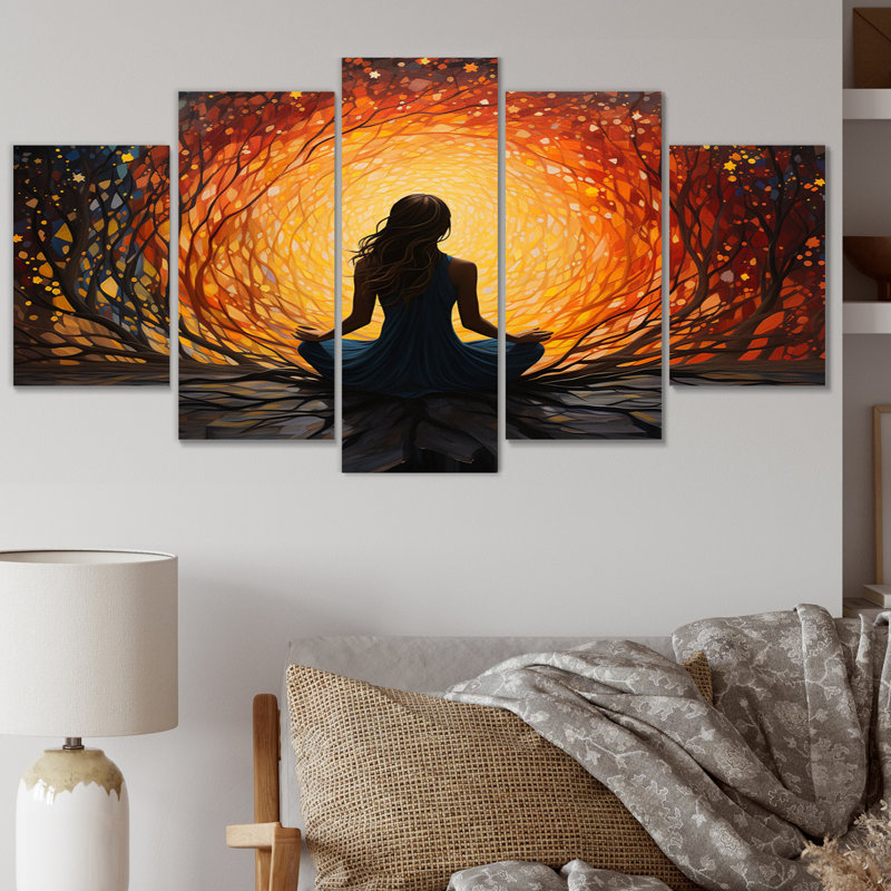 Nohan - reproduction d'art mural yoga - 5 panneaux