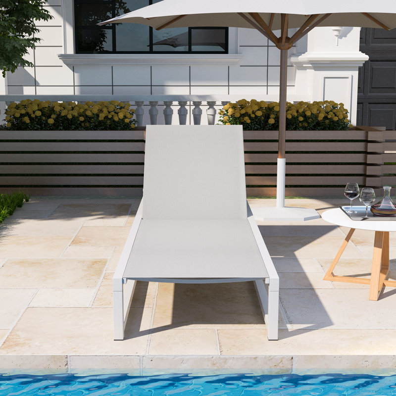 Méridienne inclinable Alliyiah, Gris clair / blanc, 1