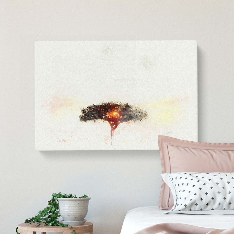 Lone Tree In The Serengeti In Tanzania In Abstract - Wrapped Canvas Print, 50cm H x 76cm W x 3cm D