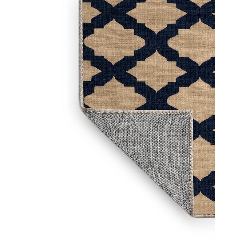 Tapis brun treillis lavable à la machine, Carré 8 pi