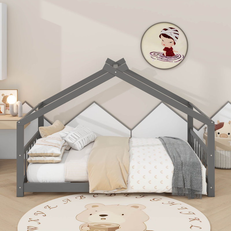 Lit en bois House House, gris, Double