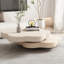 Table basse rotative en bois massif en forme de pétale de 31,5 pouces de style crème, base épaissie en acrylique, haute capacité de charge