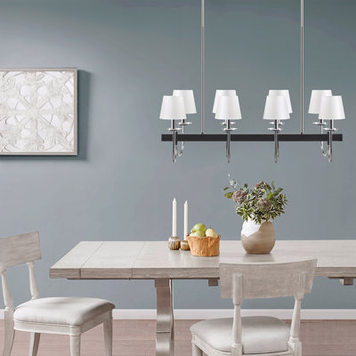 Lustre - configuration traditionnelle à 8 lumières avec abat-jour tambour