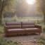87" Mid-Century Modern Faux Leather 3-Person Sofa