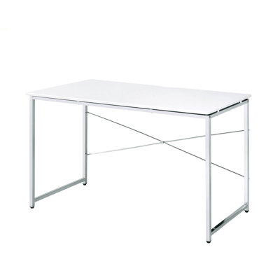 Bureau d'écriture blanc et chrome avec base traîneau