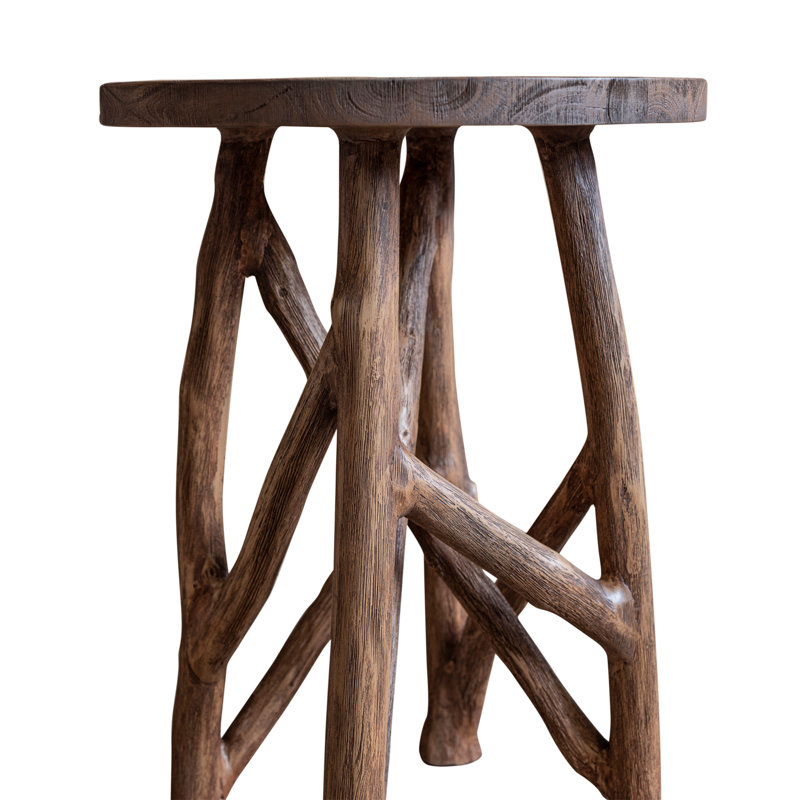 Markkus Round Twig Base Side Table, Brown