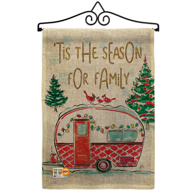 Drapeau de jardin saison en toile de jute 19 x 13 po Season For Family Winter Christmas