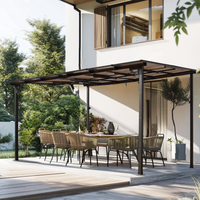 10' X 12' Outdoor Gazebo Pergola, Metal Awning With Roof, Heavy Duty For Patio, Decks, Backyard - & Pergola -Ray-