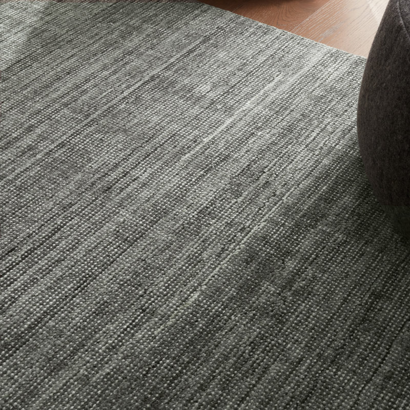 Tapis gris uni fait à la main Hued SLO01, Rectangle 9 pi 6 po x 13 pi 6 po