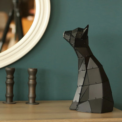 Sculpture de chat en métal moderne