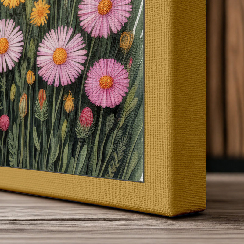 Garden Blooms Botanical - Wrapped Canvas, 24x16 - 61.0 x 40.6 cm, Ochre Border
