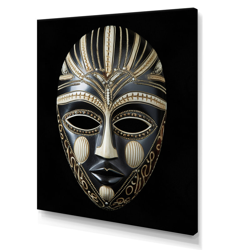 Masque africain Ethnical Traditional, H 32 po x l 16 po x P 1 po, Toile tendue