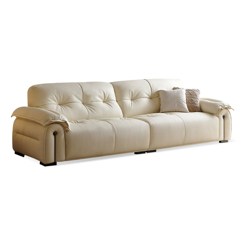 Canapé modulaire blanc en cuir véritable