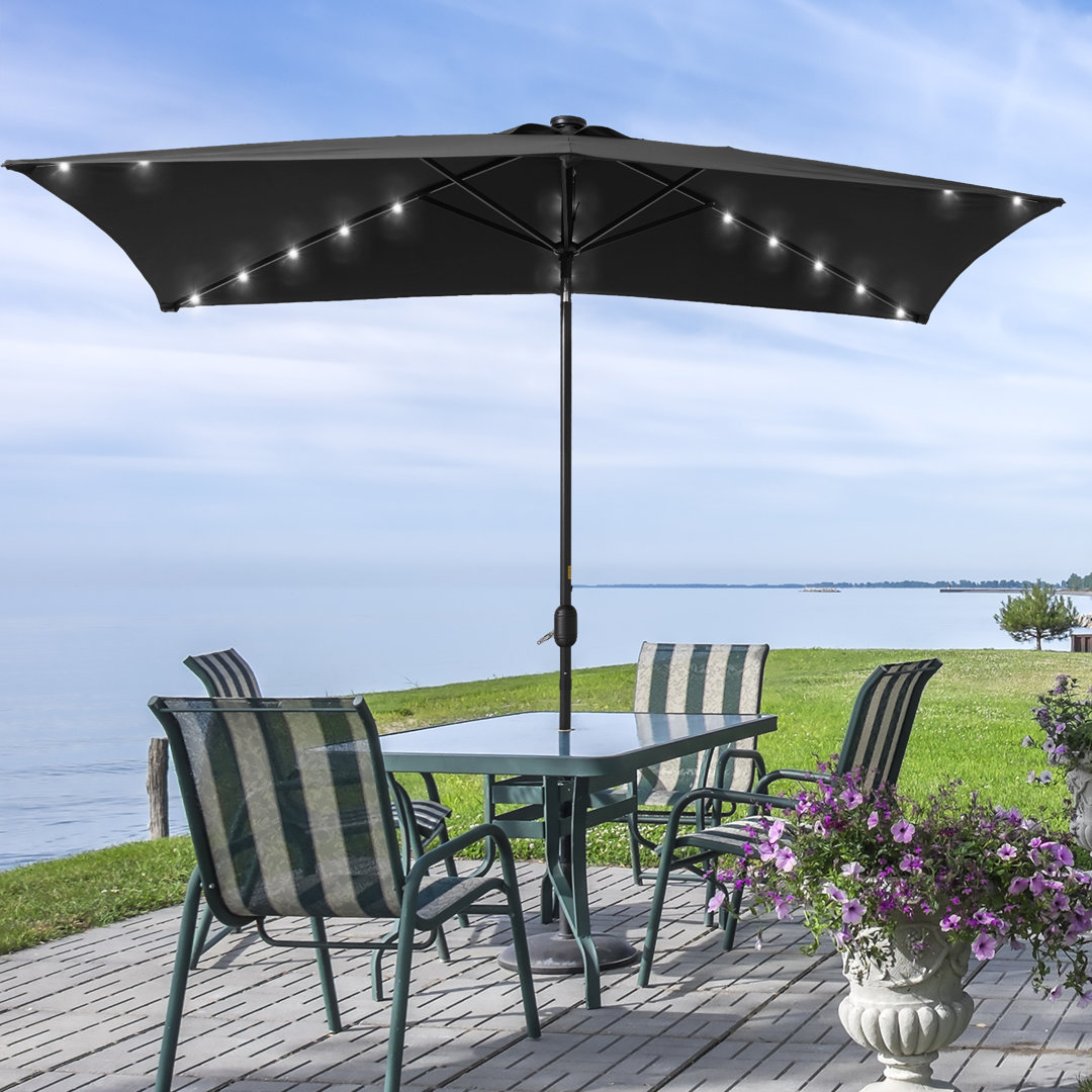 Wilfredo 10x6.5' Solar LED Market Umbrella Arlmont & Co.
