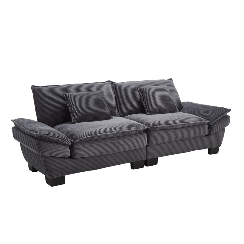 2 Seater Corduroy Sofa, Dark Grey