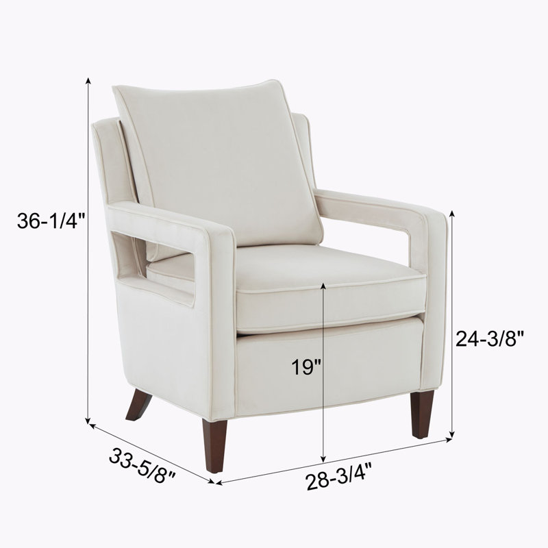Beige Velvet Accent Chair with Manufactured Wood Legs