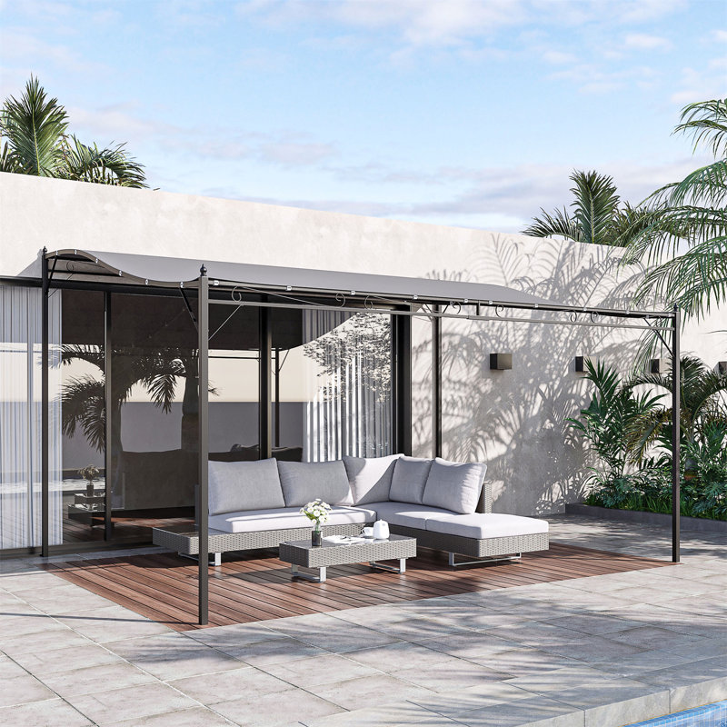10'x13' Modern Steel Pergola with Sun-Blocking Canopy – Waterproof Patio Gazebo for Poolside & Garden