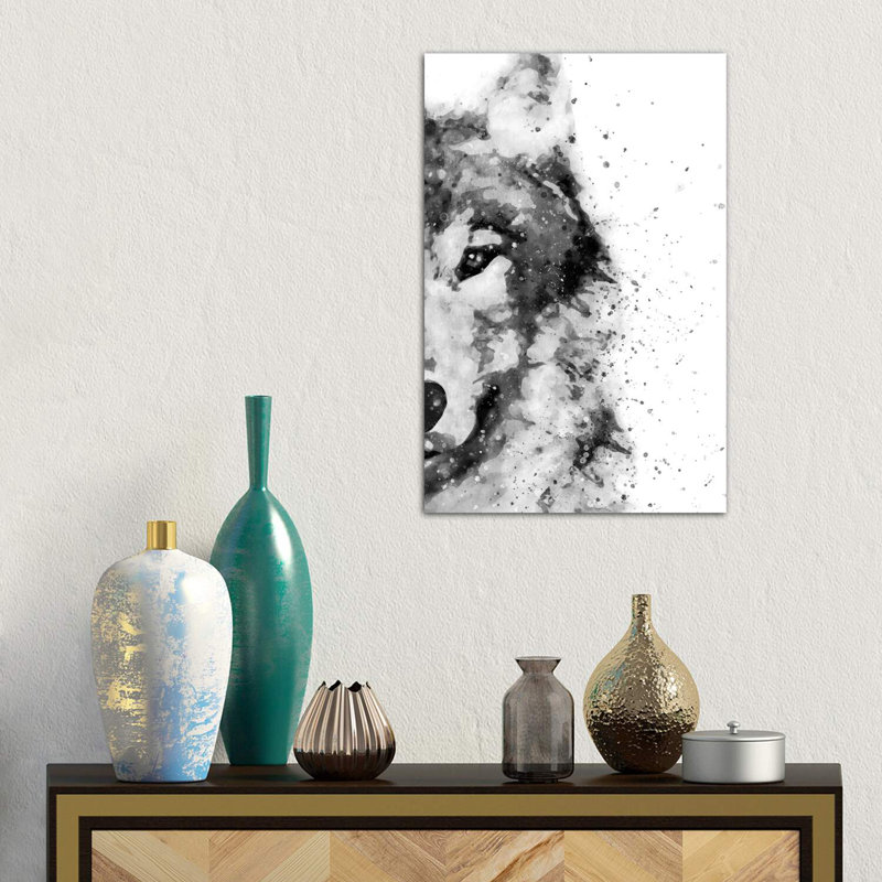 Wolf At Attention by Brandon Wong - Wrapped Canvas Painting, 66.04 cm H x 45.72 cm W x 1.91 cm D
