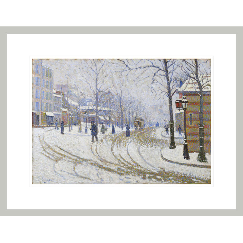 «Snow Boulevard de Clichy Paris» par Paul Signac - Estampe numérique encadrée, 17" H x 21.75" W