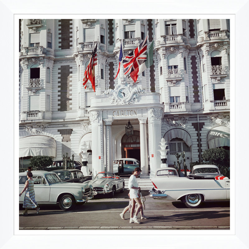 Carlton Hotel Print by Slim Aarons, White Single Picture Framed, 36" H x 36" W x 1.5" D