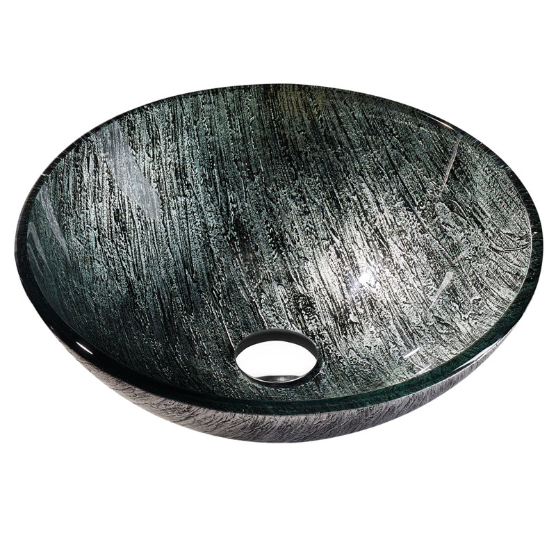 ANZZI 16.5'' Glass Circular Bathroom Sink, Stellar Gray