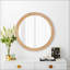 Miroir mural rond de style campagnard, miroir décoratif avec cadre en bois vieilli vintage pour entrée, chambre à coucher, bureau-1448610383