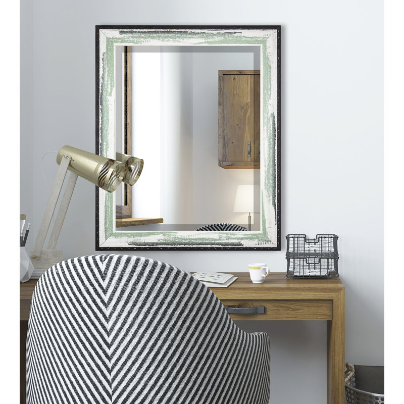 Solid Wood Flat Wall Mirror, Seafoam