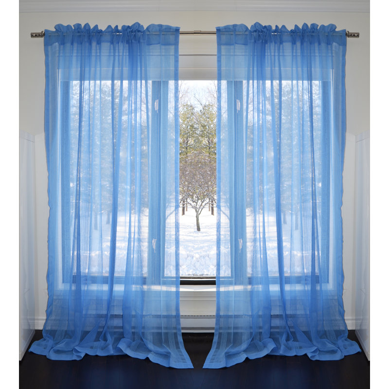 Panneau de rideau simple diaphane Kennedi, Bleu, l 80 po x L 98 po