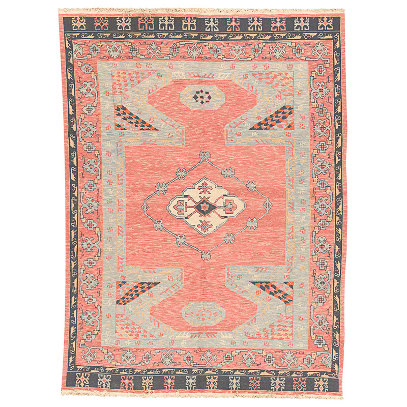 Hand Knotted Wool Area Rug in Red