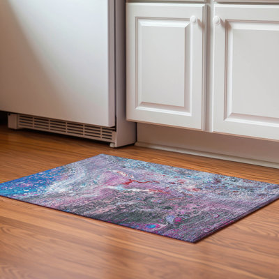 Premium Machine Washable Cerrito AMF588 Blue Rug