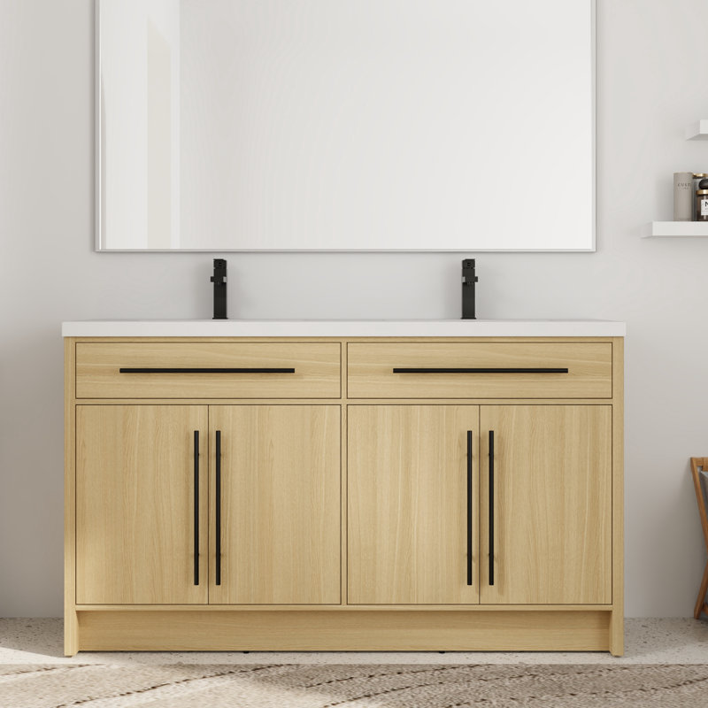 60'' Double Bathroom Vanity with Resin Top