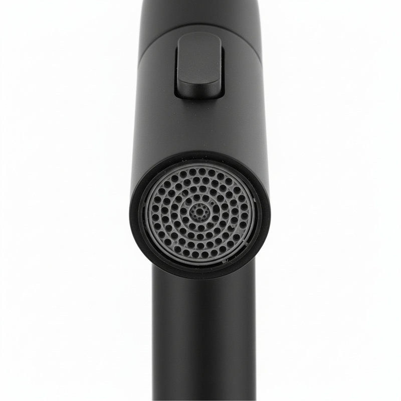 Robinet de lavabo surdimensionné de 8 pouces, 2 poignées, 3 trous avec bonde escamotable et pulvérisateur rétractable à 360 °, noir mat