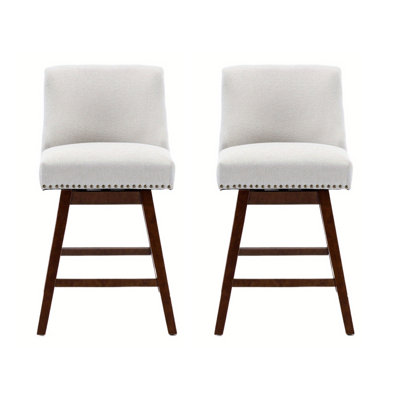 Aveonna Swivel Upholstered Counter Stool with Solid Wood Frame