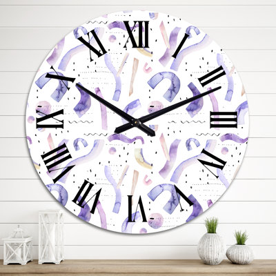 Minimal Organic Lavender Purple Elements Retro I - Patterned Wall Clock