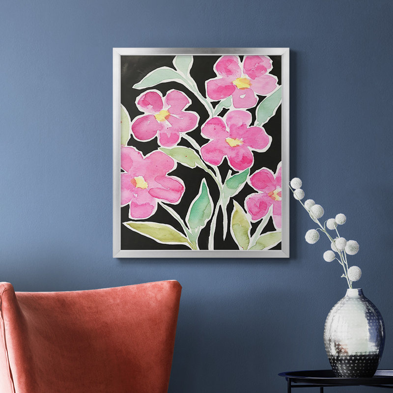 Chorale florale, toile de qualité supérieure, prête à être accrochée, Argent, H 24 po x l 20 po