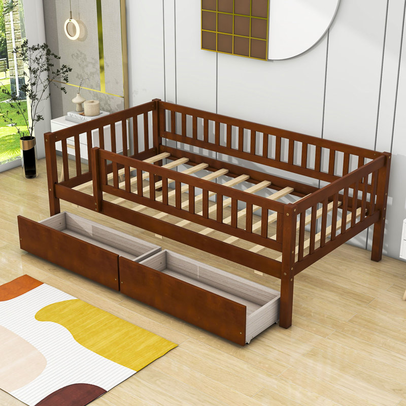 Lit de jour en bois Rowanne, Noyer, Lit simple