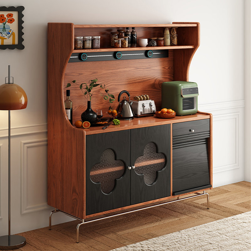 Garde-manger en bois de frêne massif avec base en acier inoxydable